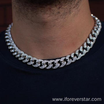 Diamond Bling Prong 925 Silver Cuban Chain